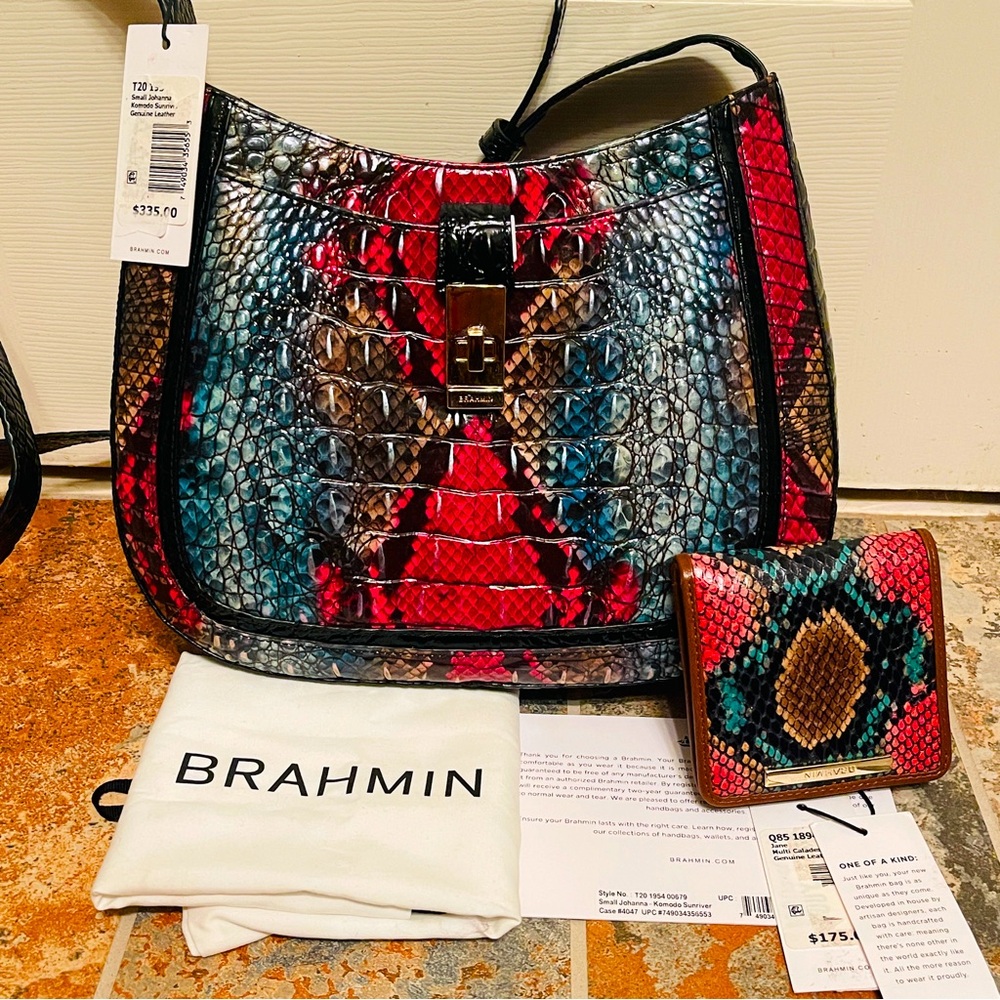 NWT!HARD TO FIND! BRAHMIN SMALL JOHANNA IN SUNRIVER KOMOD! Jane Wallet Included.